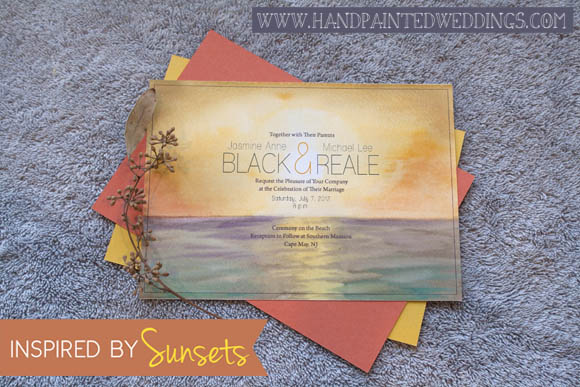 Sunset Invitation by Hand-Painted Weddings