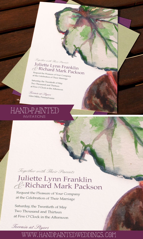 Begonia invitation by Hand-Painted Weddings