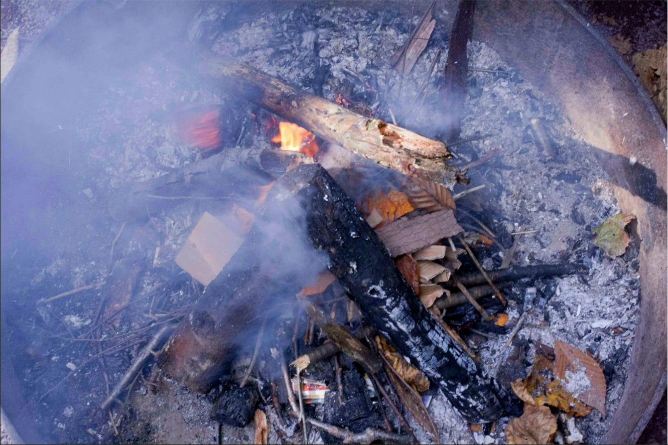 Camping Fire by Hand-Painted Weddings