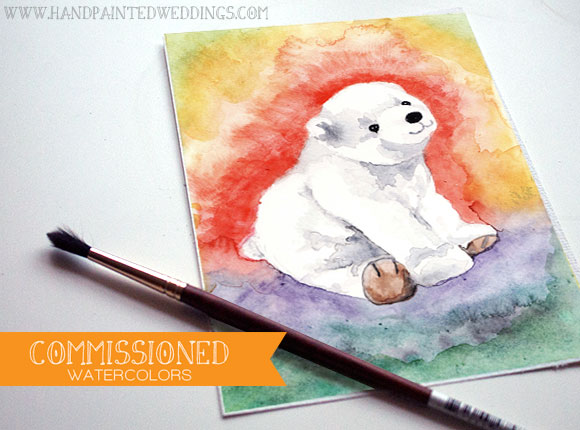 Commissioned Watercolor Bear by Hand-Painted Weddings