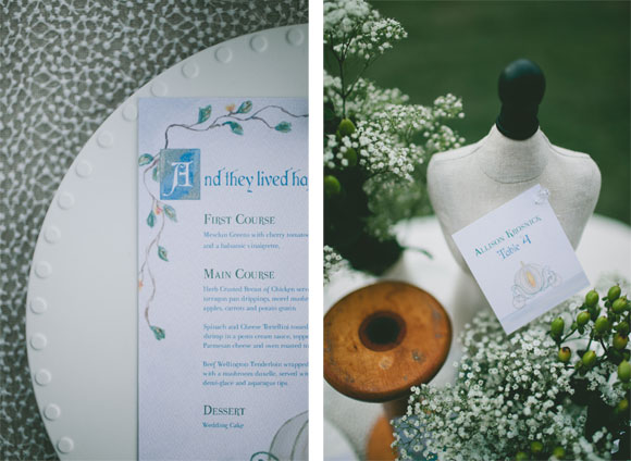 Cinderella menu & escort card by Hand-Painted Weddings. Photos & Styling by Krista Leigh Hurst.