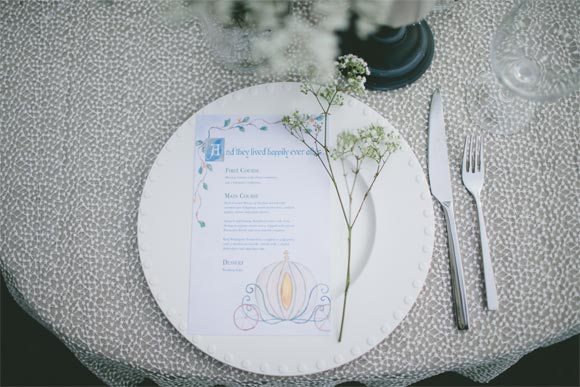 Cinderella menu by Hand-Painted Weddings. Photos & Styling by Krista Leigh Hurst.