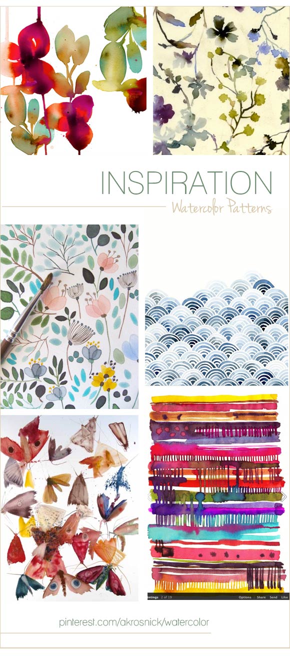 Watercolor Pattern Inspiration curated by Hand-Painted Weddings