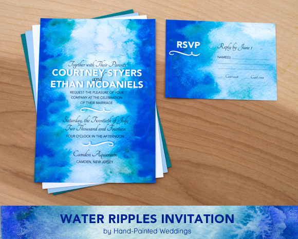 Water Ripples Invitation by Hand-Painted Weddings