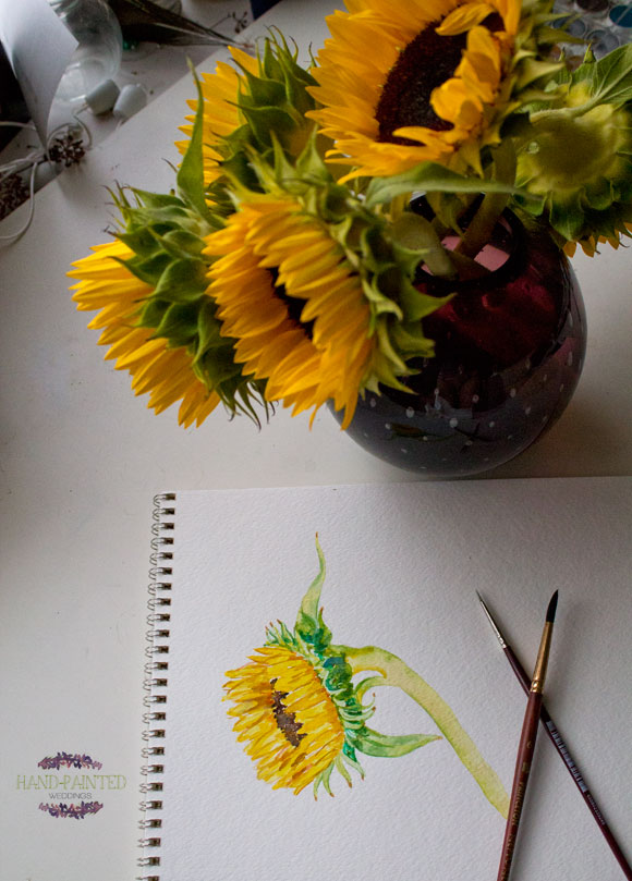 Sunflower painting by Hand-Painted Weddings