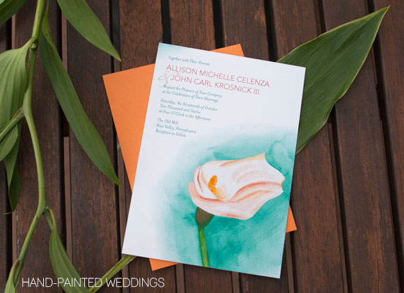 Calla Lilly Invitation by Hand-Painted Weddings