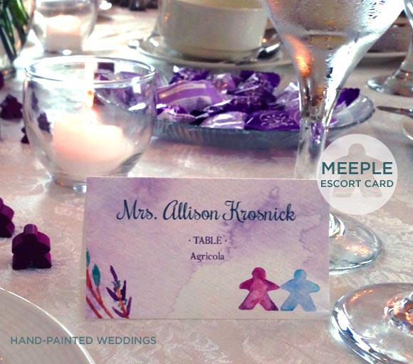 Meeple board gamers invitation by Hand-Painted Weddings