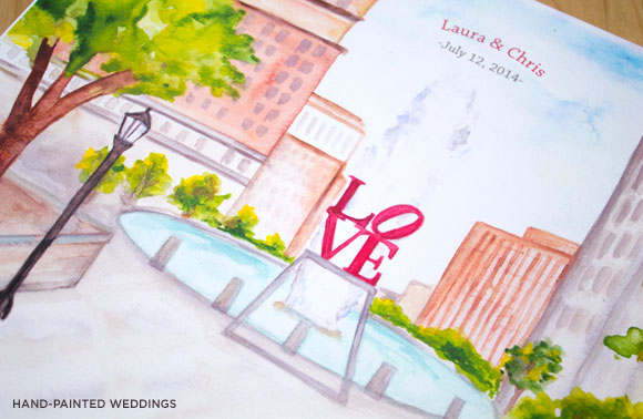 Love Park Thumbprint Guest Print by Hand-Painted Weddings