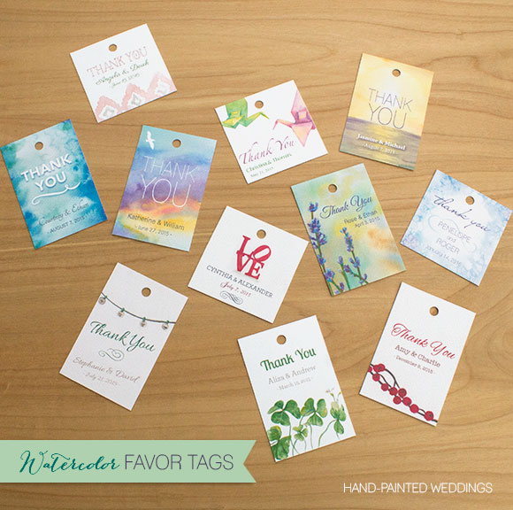 Watercolor favor tags by Hand-Painted Weddings