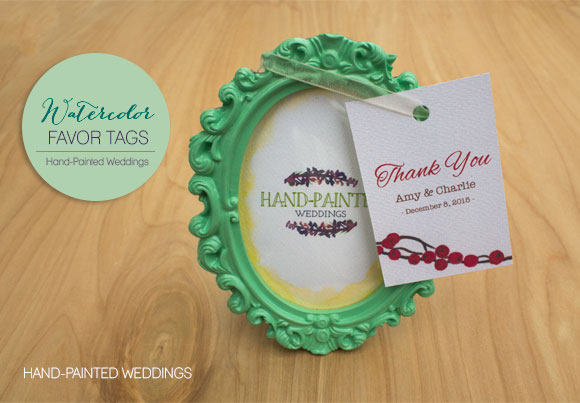 Watercolor favor tags by Hand-Painted Weddings