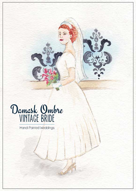 Damask Ombre Vintage Bride by Hand-Painted Weddings