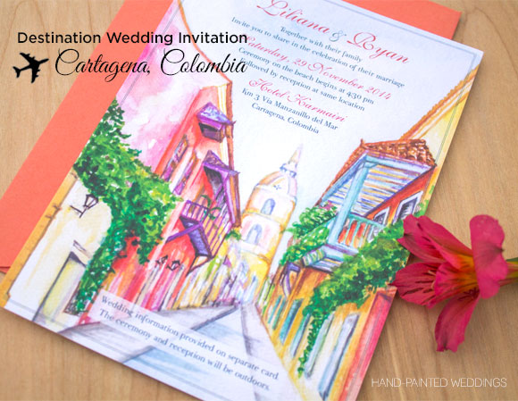 Cartagena Wedding Invitation by Hand-Painted Weddings