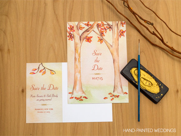 Custom Autumn Wedding Invitation by Hand-Painted Weddings