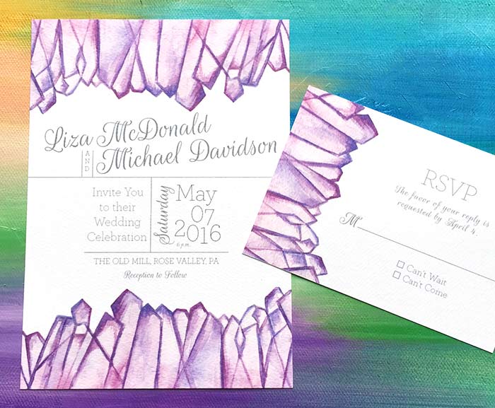 Amethyst Quartz Invitation by Hand-Painted Weddings