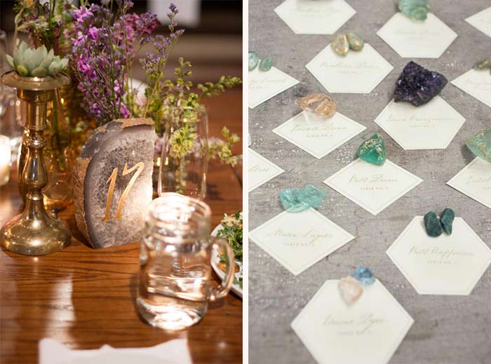 Amethyst Quartz Wedding inspiration for boho wedding curated by Hand-Painted Weddings