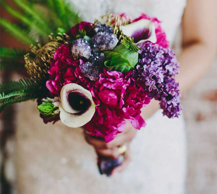 Amethyst Quartz Wedding inspiration for boho wedding curated by Hand-Painted Weddings