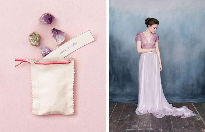 Amethyst Quartz Wedding inspiration for boho wedding curated by Hand-Painted Weddings