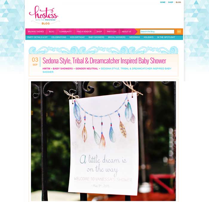 Dreamcatcher Bridal Shower featured on Hostess with the Mostest