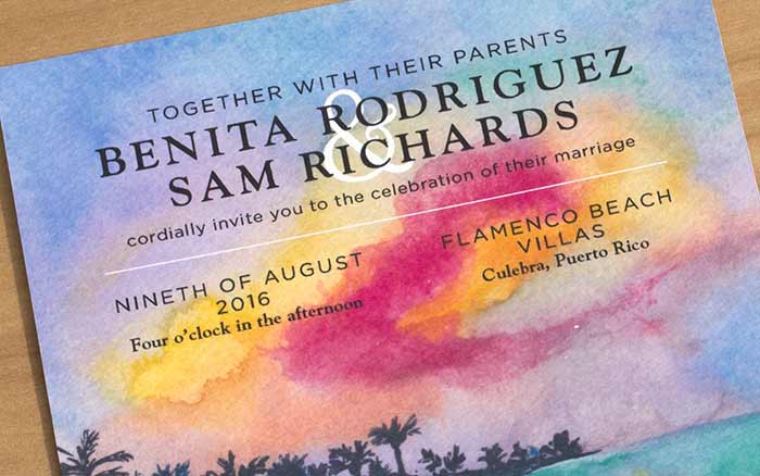 Puerto Rico Wedding Invitation by Hand-Painted Weddings