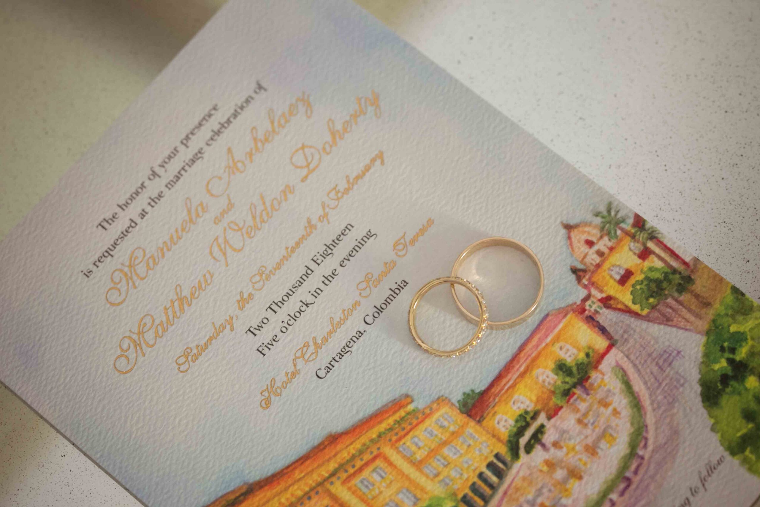 Cartagena wedding invitation by Hand-Painted Weddings