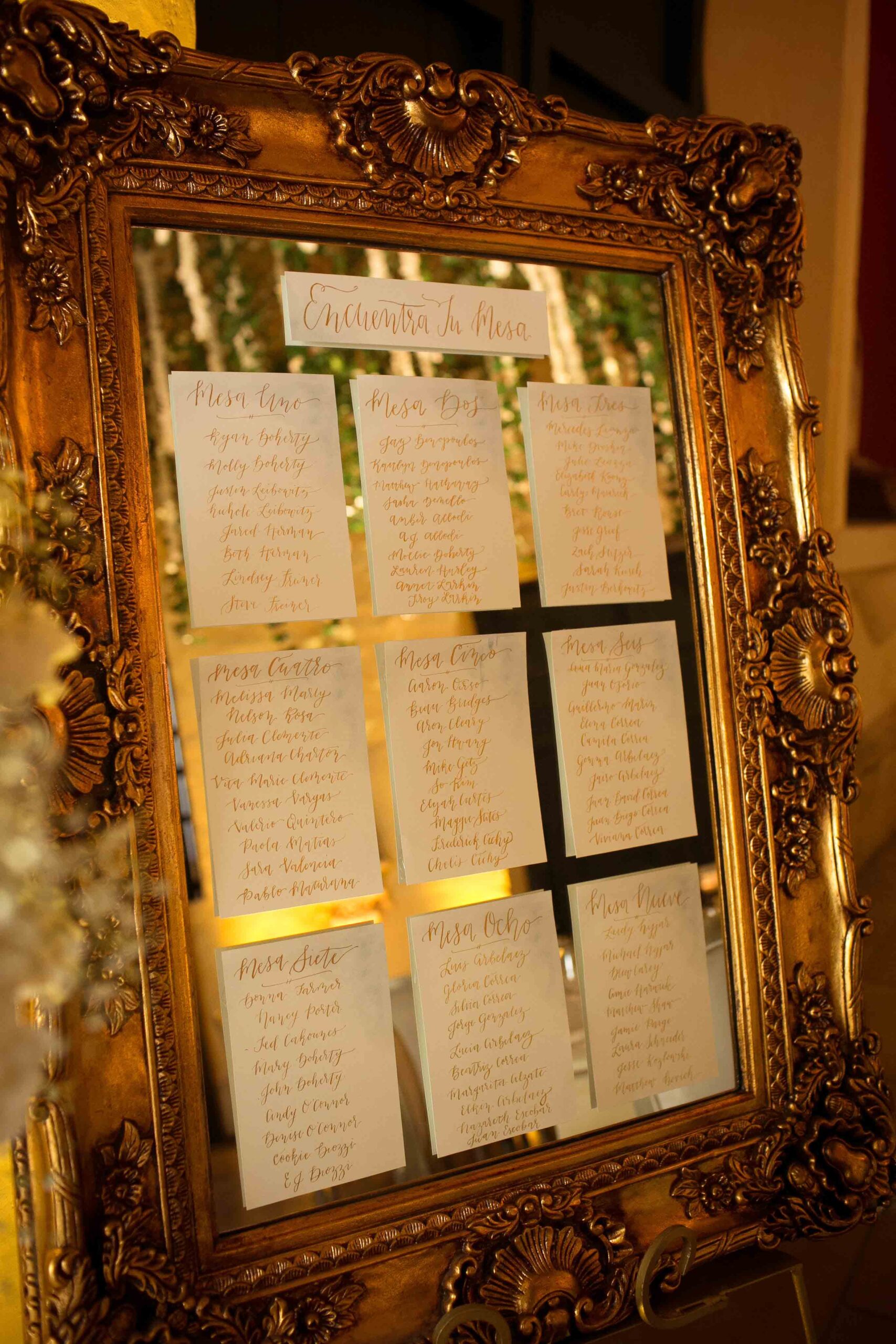 Cartagena wedding seating chart by Hand-Painted Weddings