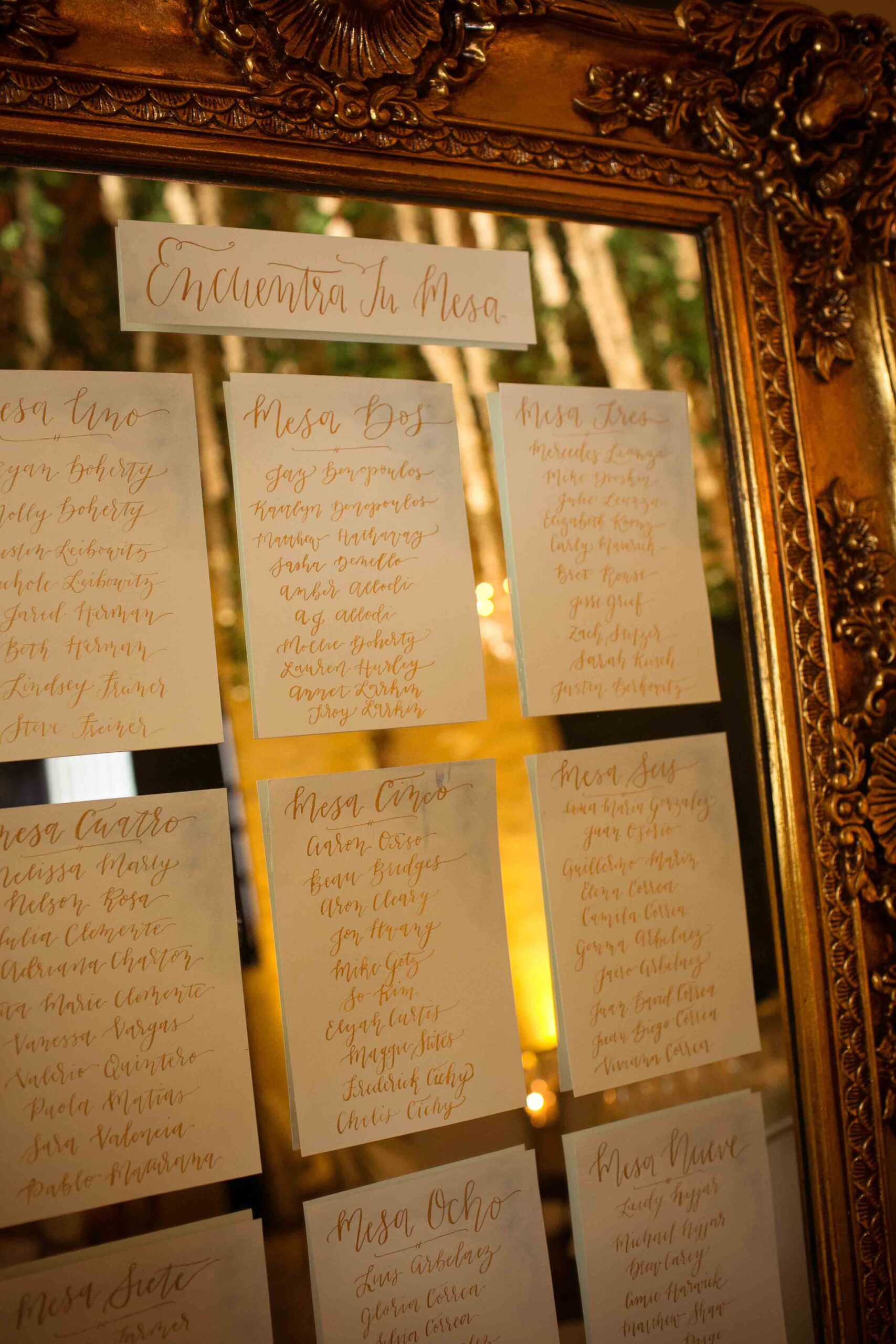 Cartagena wedding seating chart by Hand-Painted Weddings