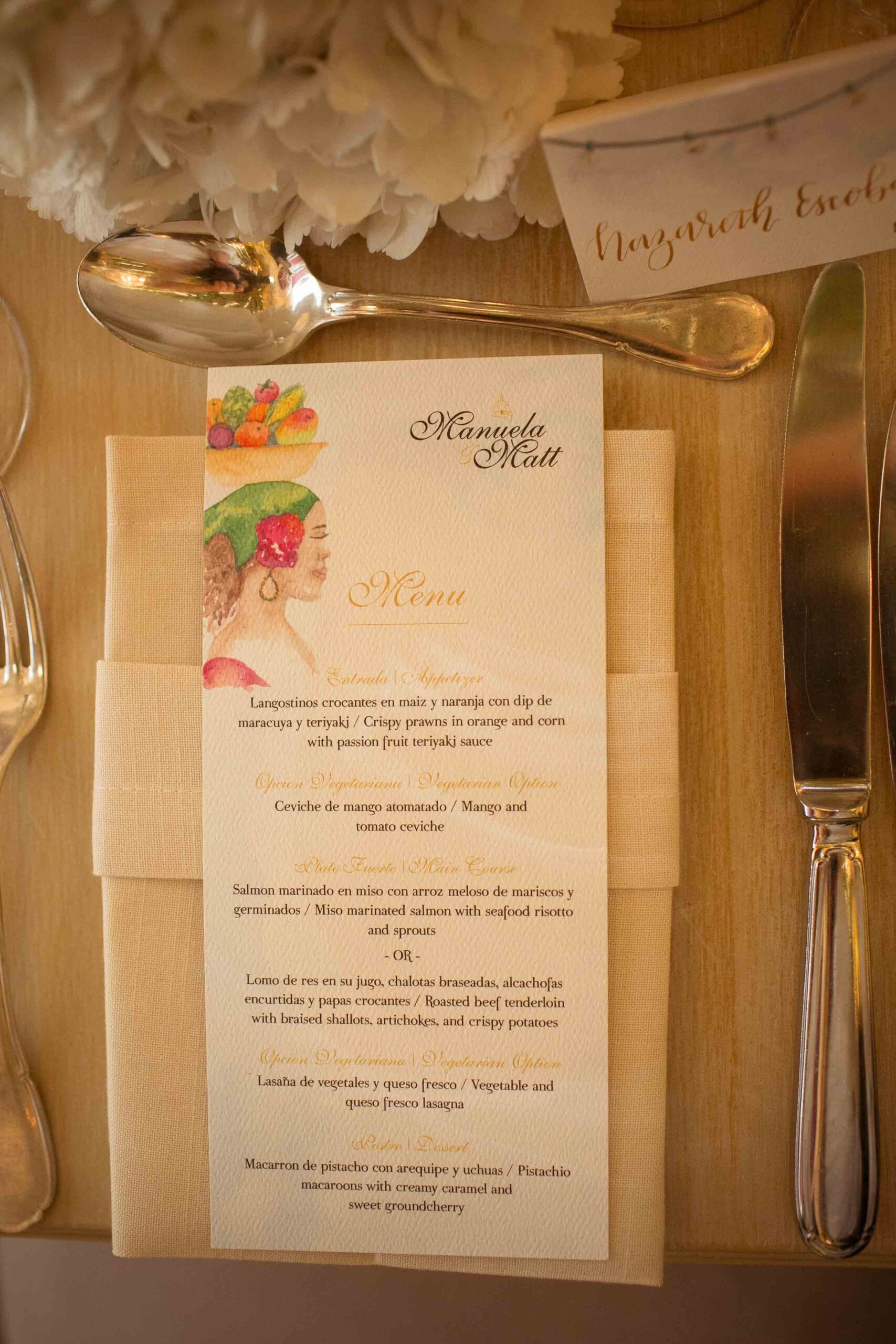 Cartagena wedding menus by Hand-Painted Weddings