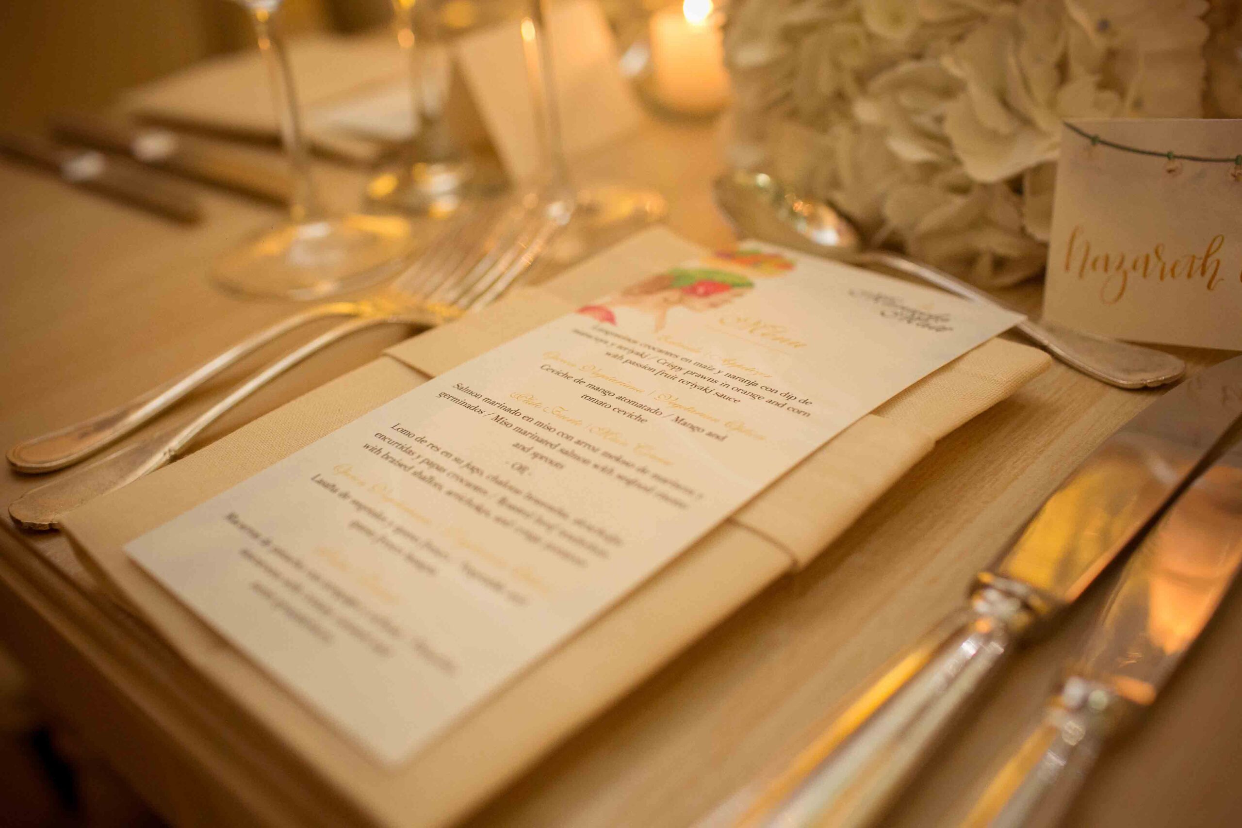 Cartagena wedding menus by Hand-Painted Weddings