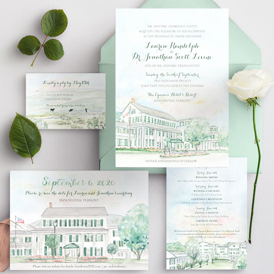 Elegant Vermont Wedding Invitation at Equinox Resort and Spa