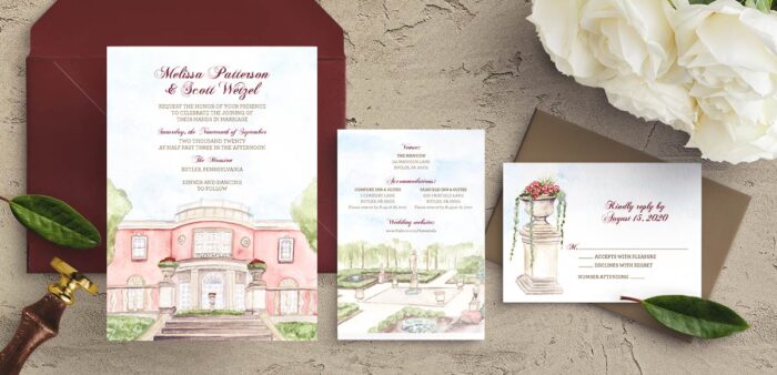 mansion wedding invitation