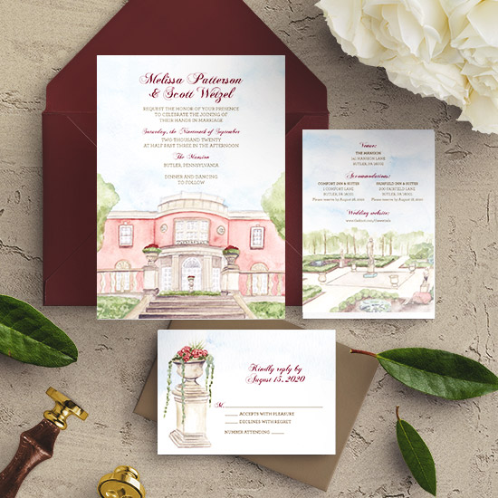 mansion wedding invitation