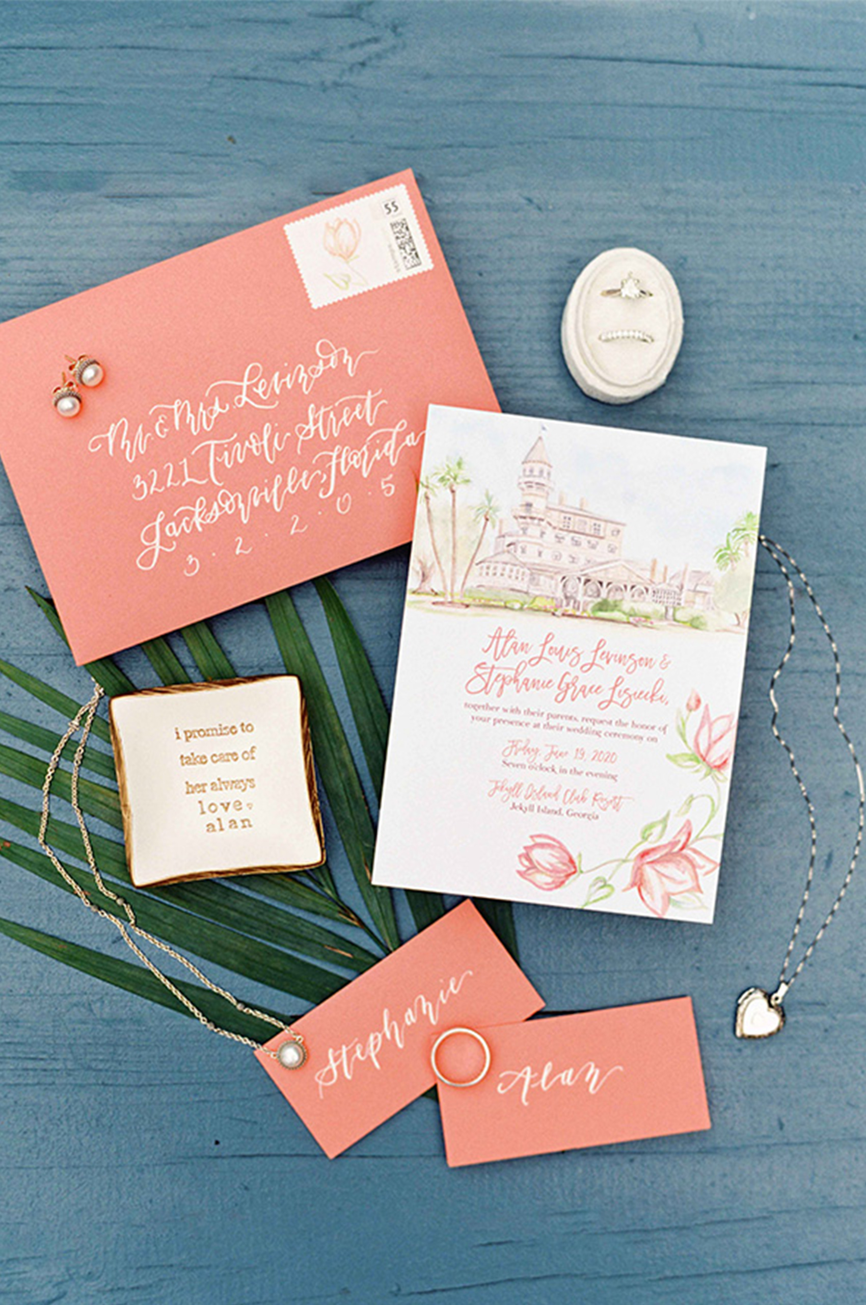 Jekyll island club wedding watercolor handpaintedweddings