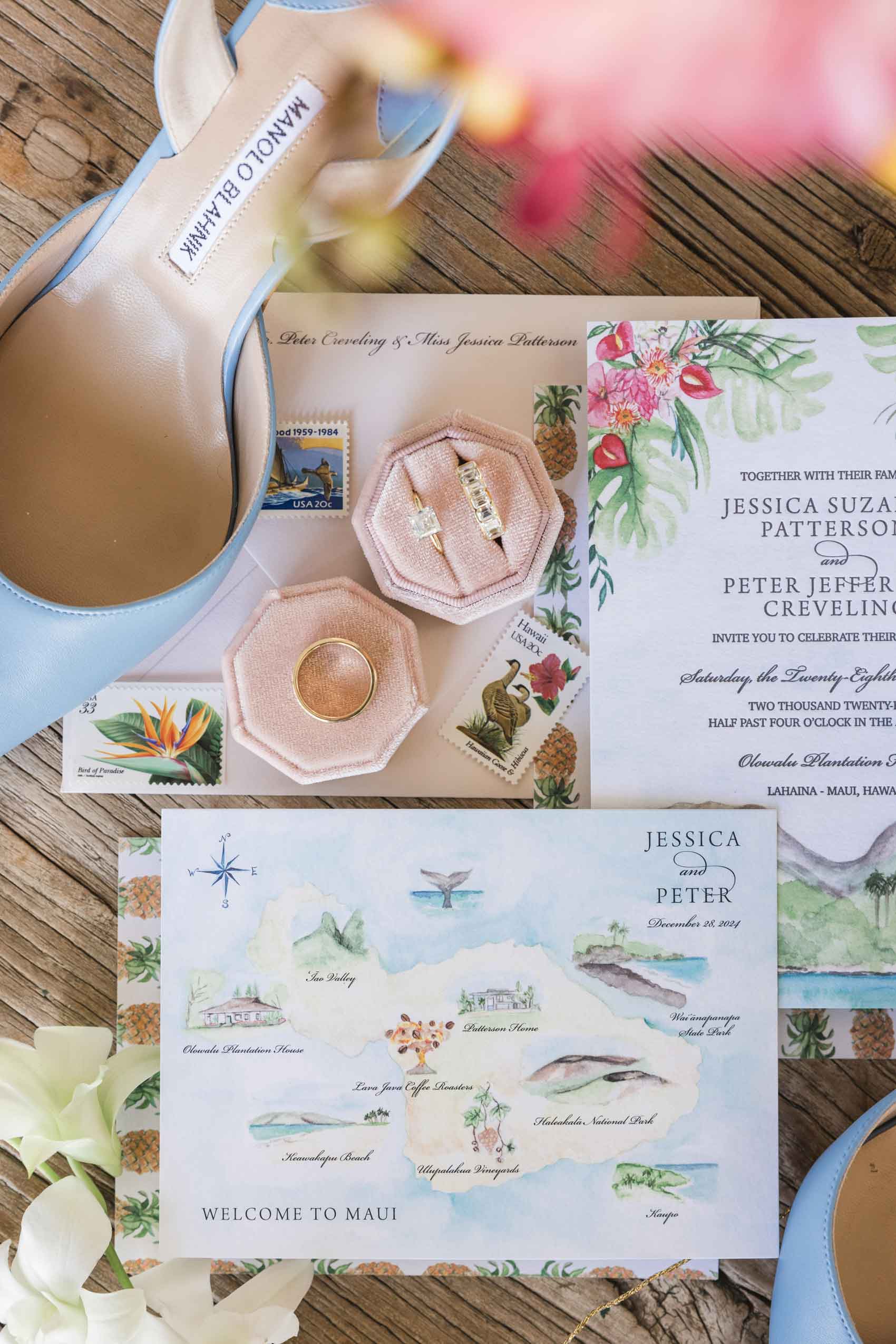 Luxury maui wedding invitation