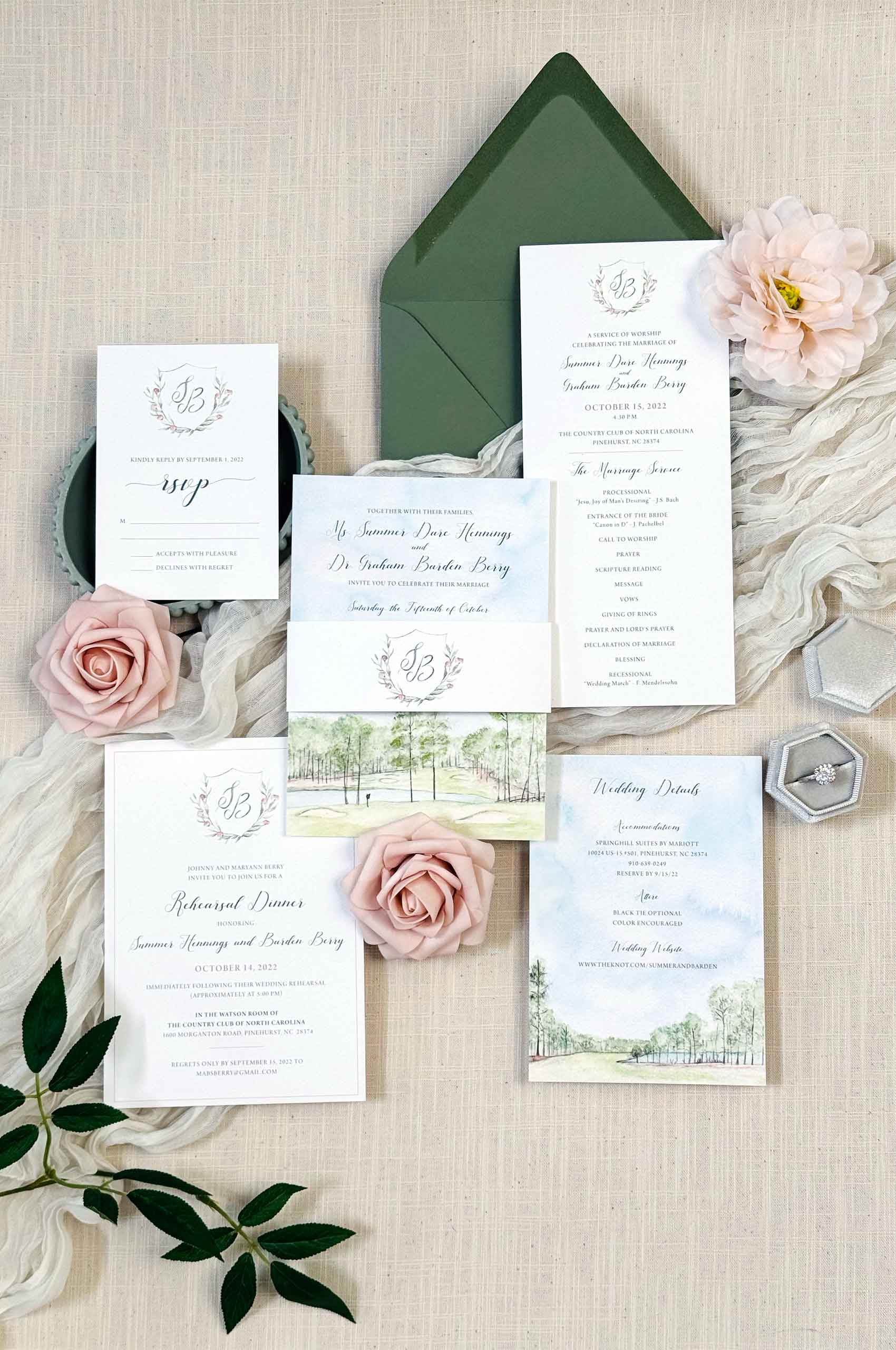 Countryclubnorthcarolina weddinginvitation