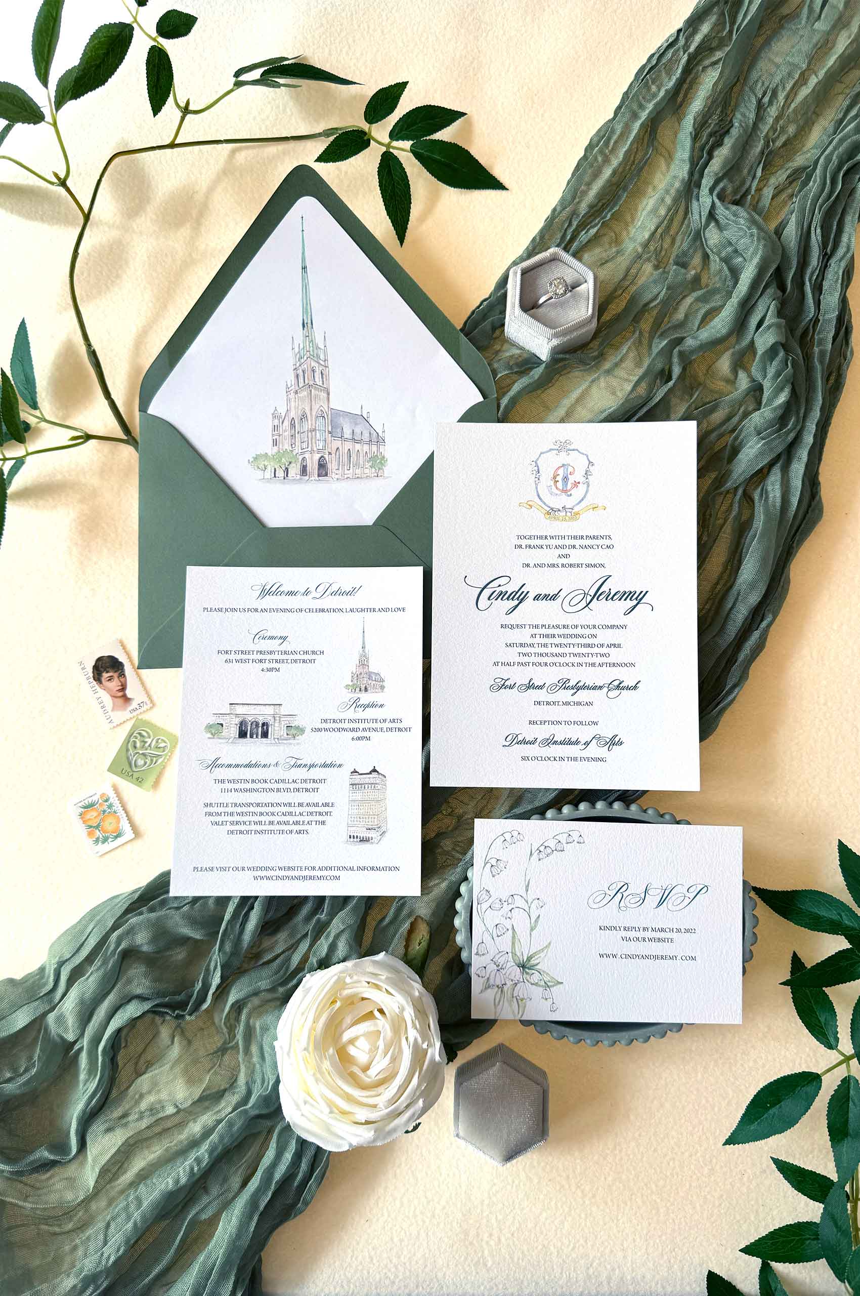 Detroitinstitutearts weddinginvitation