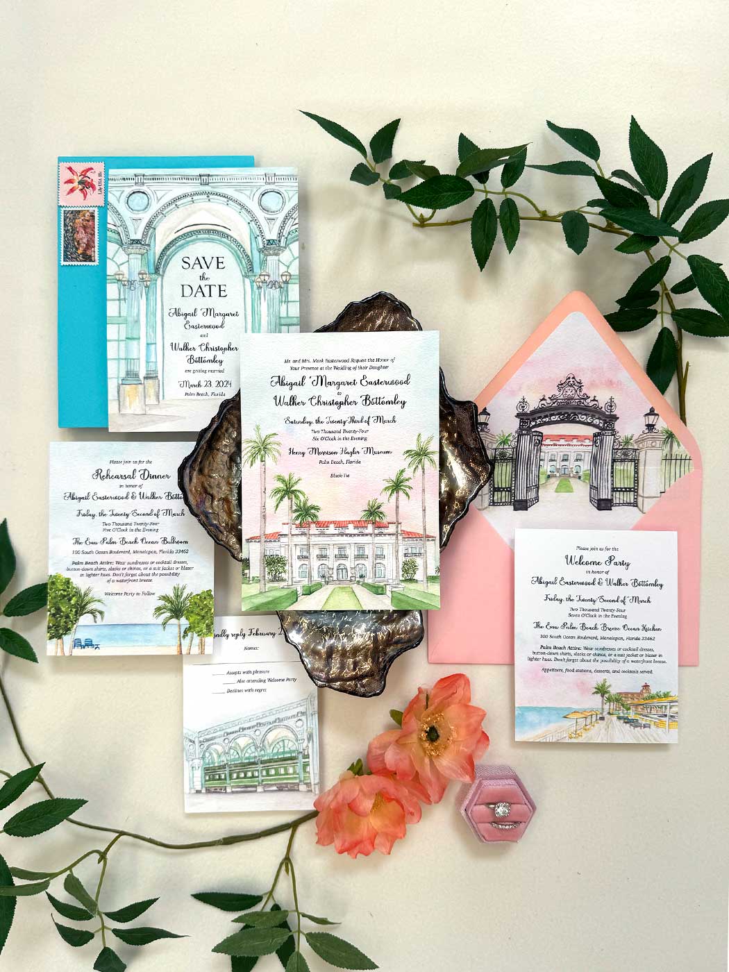 Flagler museum wedding invitation