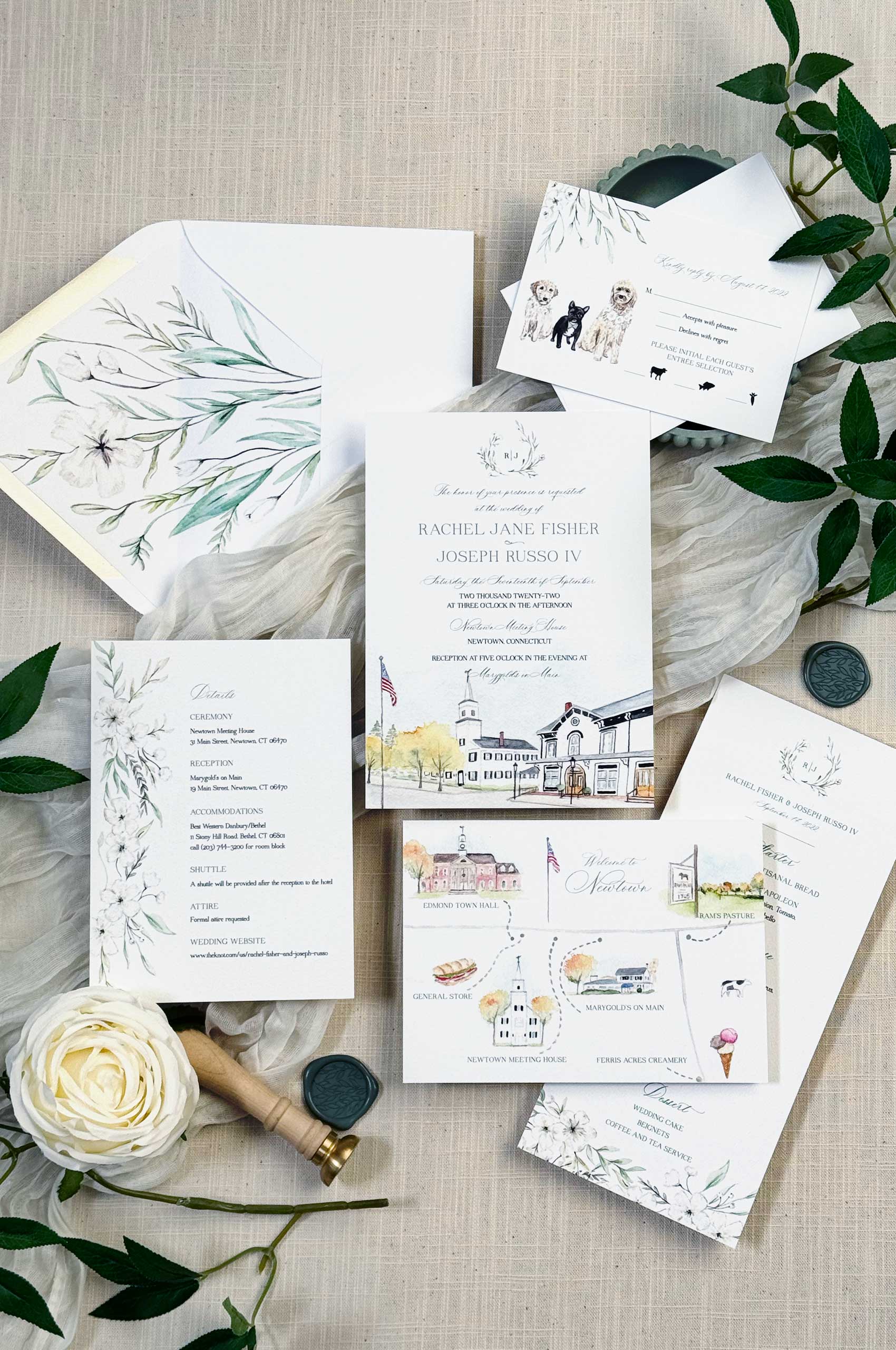 Newtown weddinginvitation handpaintedweddings