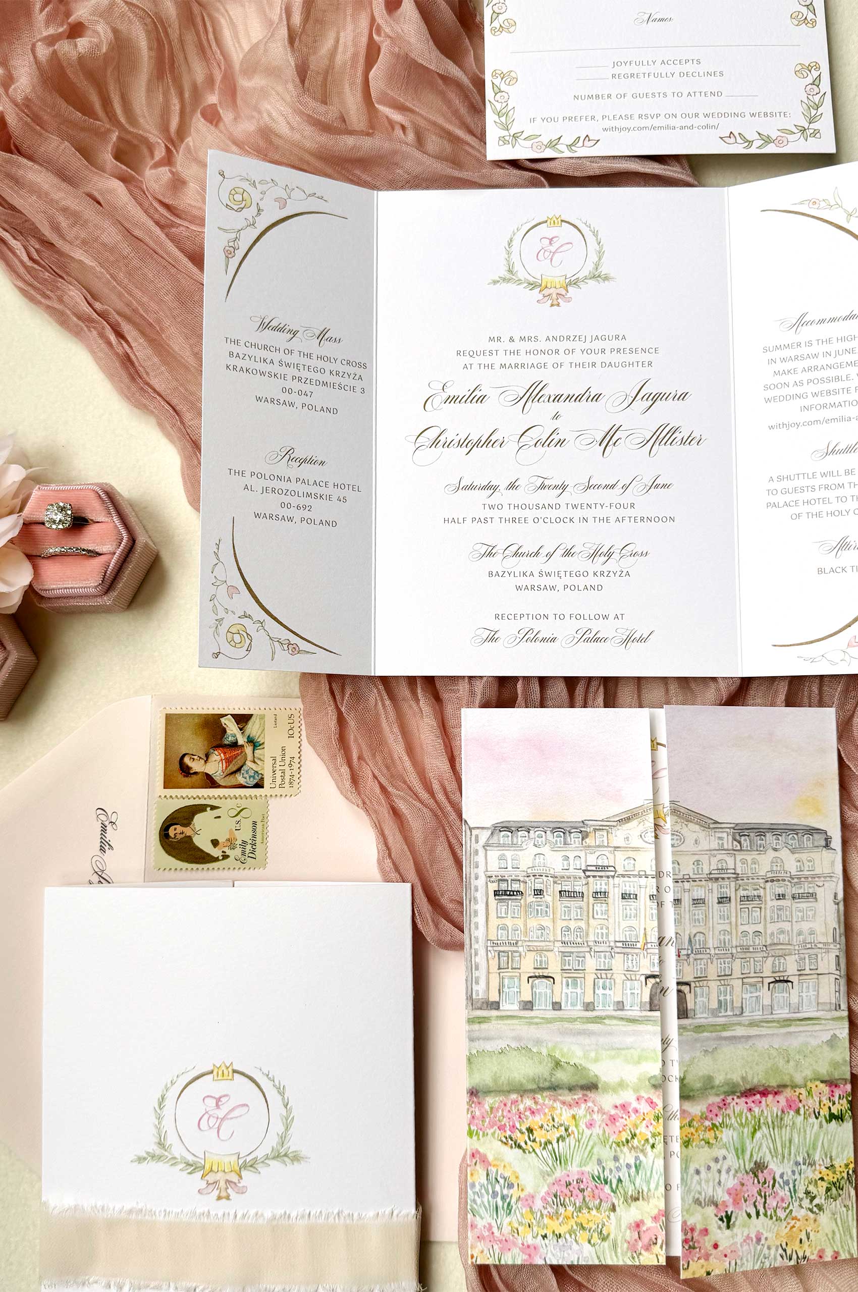 Poloniapalacehotel weddinginvitation